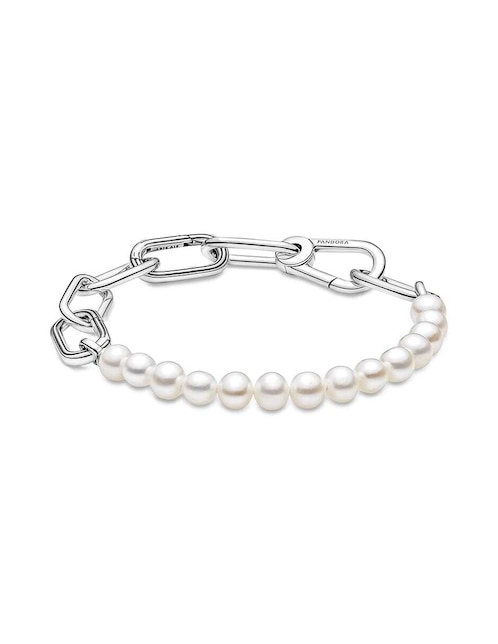 Brazalete Pandora de plata Me con acabado lustre