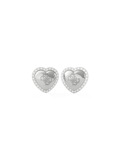 Aretes de corazón con acabado plateado