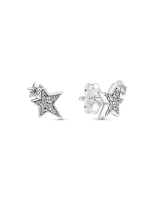 Broqueles Pandora de plata con acabado plateado zirconia