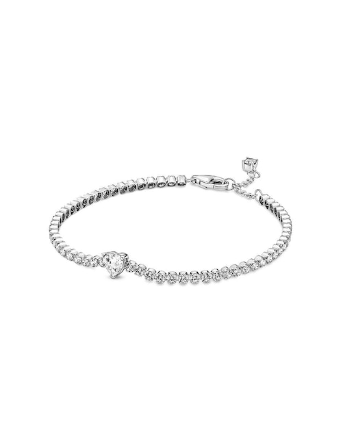 Brazalete Pandora de plata con acabado pavé