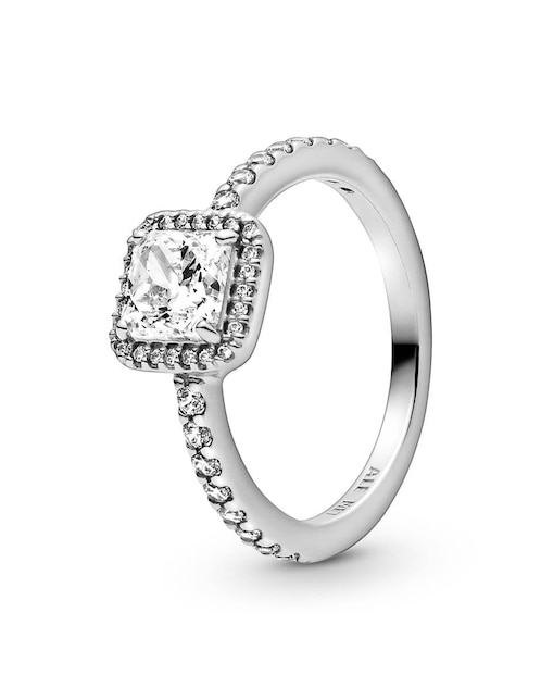 Anillo cuadrado Pandora Timeless P 925 de plata zirconia cúbica pulido