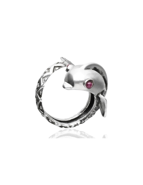 Anillo de pez rubí brillante