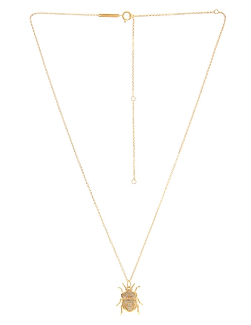 P D Paola Wisdom Beetle Necklace - Sterling Silver With Rose Gold Plating, Labradorite Stone