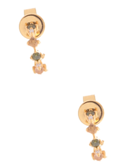 Pendientes Pin Asimétricos De Plata Con Baño De Oro Y Cinco Piedras... | Pendientes Fox