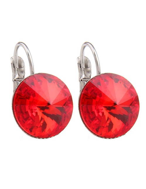 Aretes de círculo Ocean Heart de oro blanco con acabado brillante cristal