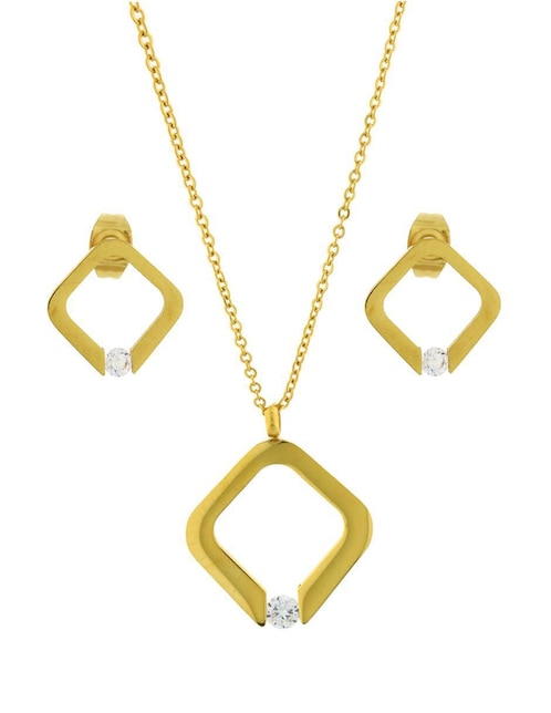 Aretes y collar de rombo Ocean Heart cristal