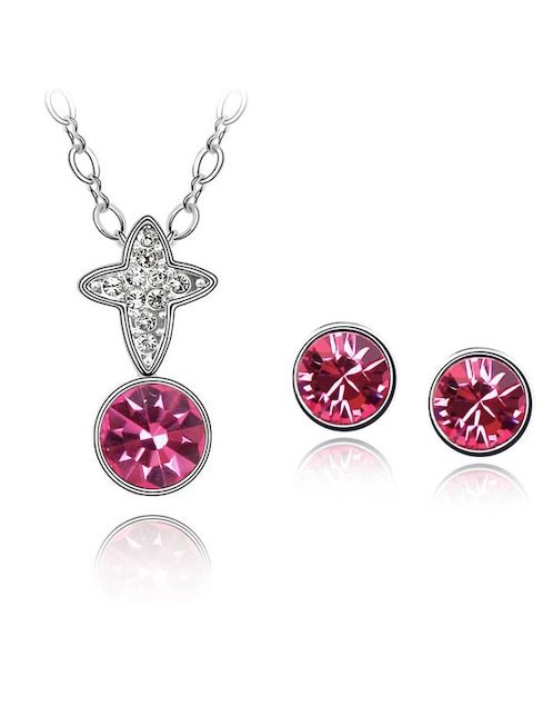 Aretes y collar de cruz Ocean Heart cristal
