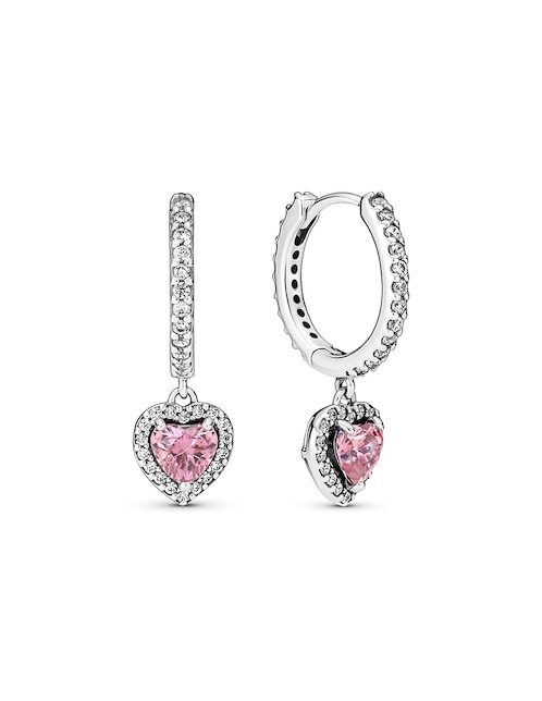 Aretes de aro de plata P 925 con acabado plateado zirconia 1