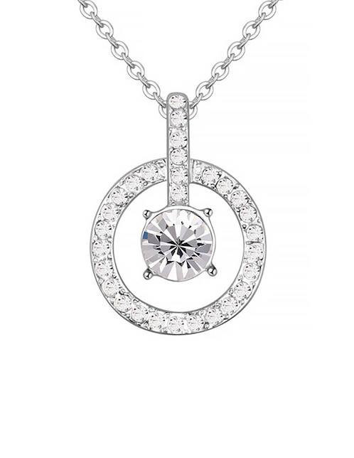 Dije circular Ocean Heart de plata cristal