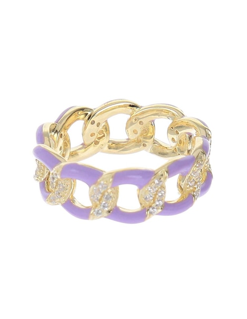 Anillo de cadena Adina Eden de plata P 925 zirconia baño de oro