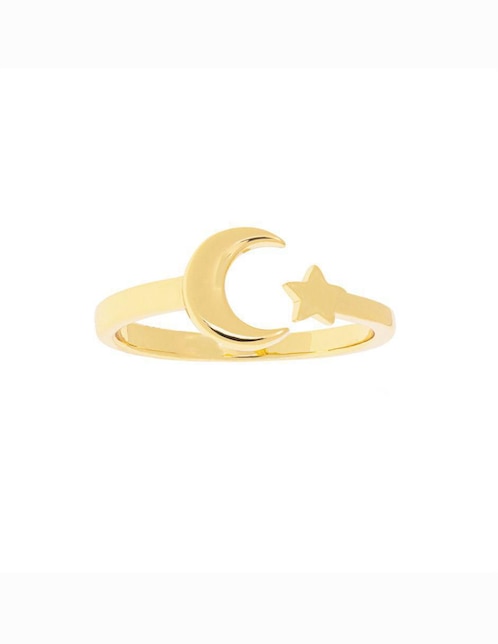 Anillo de luna zirconia con acabado baño de oro 1