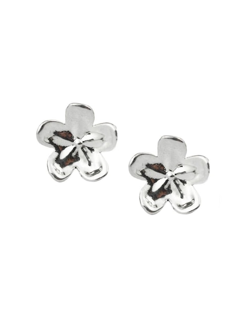 Broqueles de flor Anante Floral de plata con acabado plateado