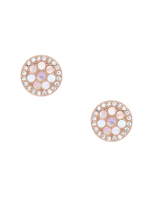 Broqueles redondos Fossil Vintage Glitz con acabado brillante nácar