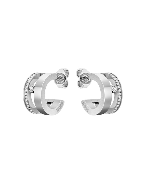 Arracadas Hugo Boss Lyssa con acabado brillante cristal