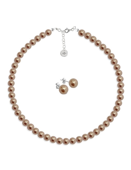 Aretes y collar Zvezda Pearls de plata P 925 cristal