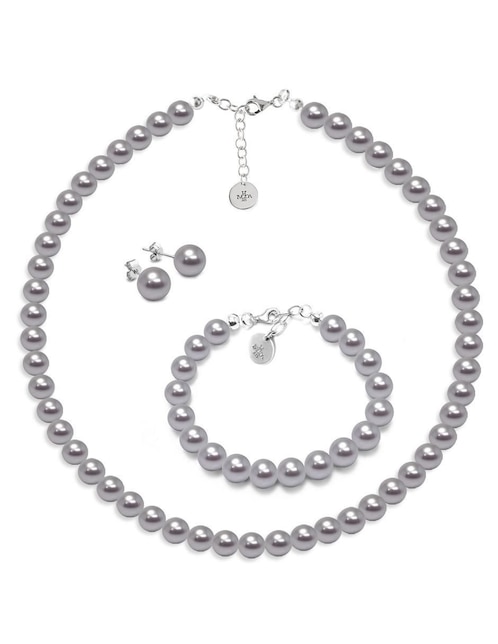 Aretes, collar y pulsera Zvezda Pearls de plata P 925 cristal