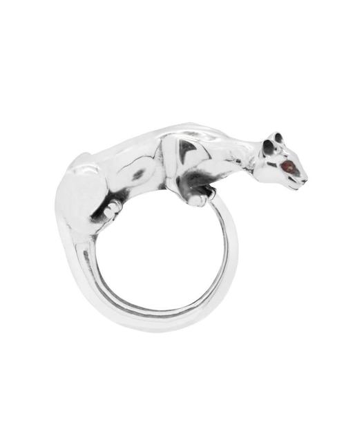 Anillo con gema de puma P 925 de plata rubí brillante
