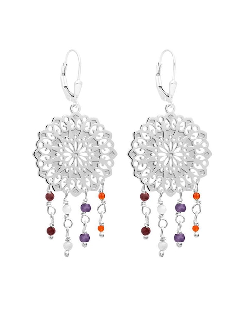 Aretes Anante Gerbera de plata P 925 con acabado brillante granate
