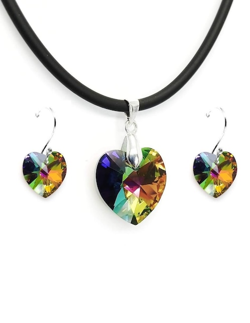Aretes y collar de corazón Zvezda Heart P925 cristal