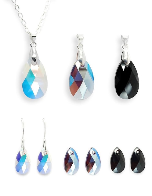 Set de collar y aretes de hoja Zvezda Leaves de plata P925 Swarovski