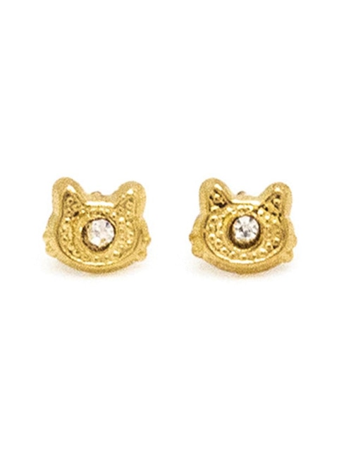 Broqueles 10 k gato Sofia Blum con zirconia para mujer