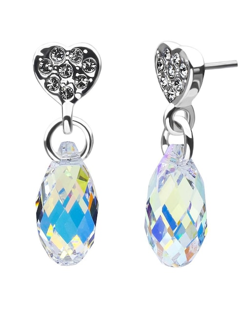 Aretes de corazón Ocean Heart con acabado brillante cristal