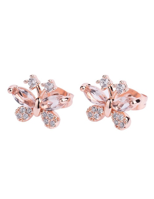 Broqueles de mariposa con acabado brillante zirconia cúbica 1