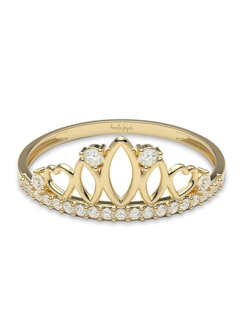 Anillo de corona Amelie Joyas 10 k de oro zirconia brillante