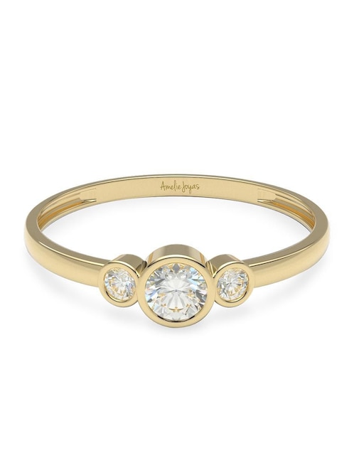 Anillo Amelie Joyas 10 k de oro zirconia brillante
