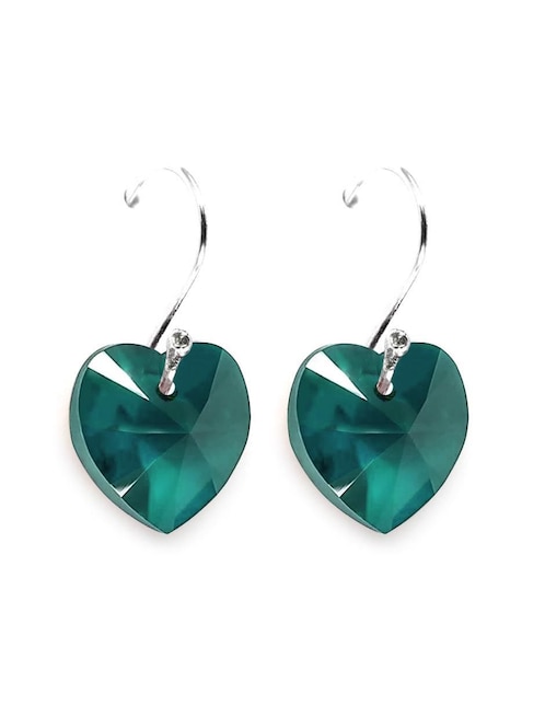 Aretes de corazón Zvezda Heart de plata con acabado brillante cristal