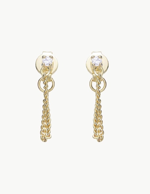 Aretes Apodemia Classic con acabado baño de oro circonita