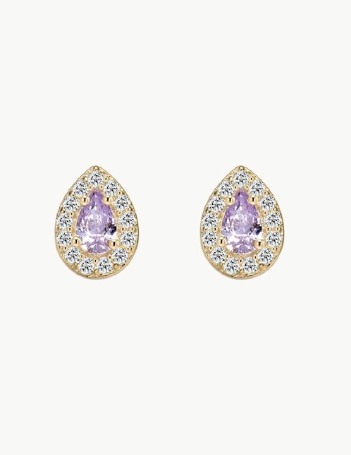 Aretes de gota Apodemia Classic con acabado baño de oro circonita