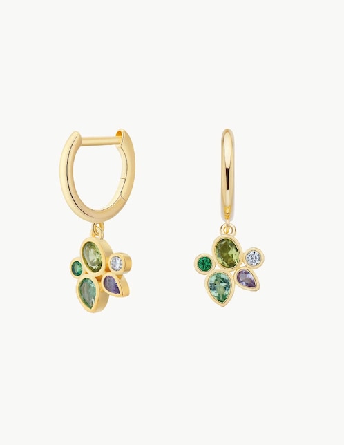 Aretes de aro Apodemia Bosphorus con acabado baño de oro circonita