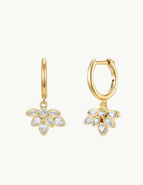 Aretes de aro Suculenta con acabado baño de oro circonita 1