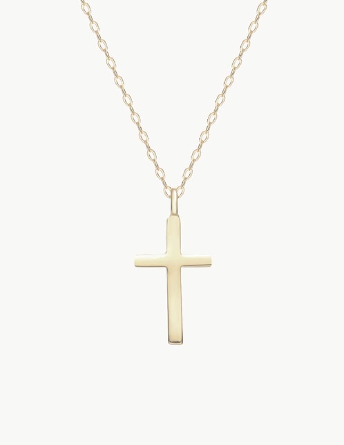 Collar de cruz de baño de oro 18 K
