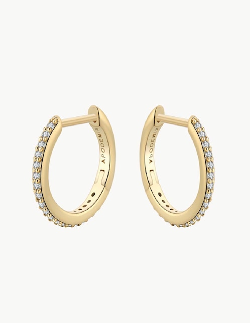 Aretes de aro redondos Classic con acabado baño de oro circonita