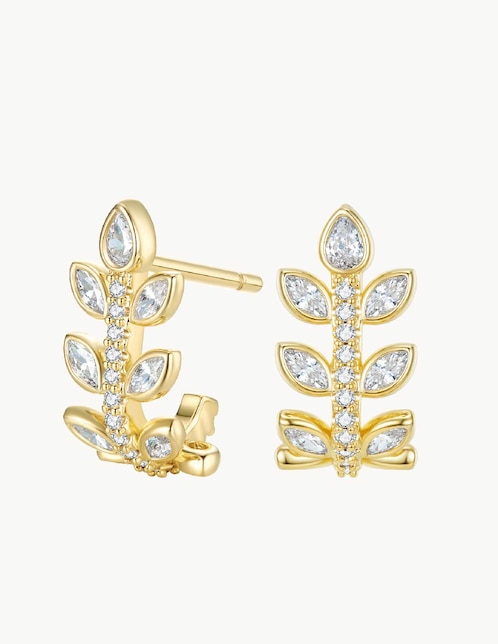 Aretes Suculenta con acabado baño de oro circonita 1