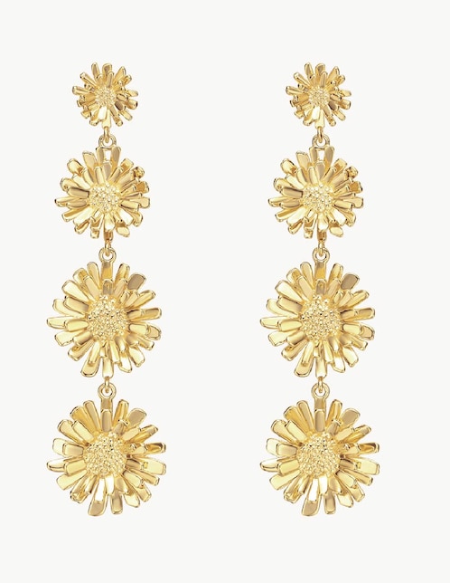 Aretes de flor Fauna & Flora con acabado baño de oro 1