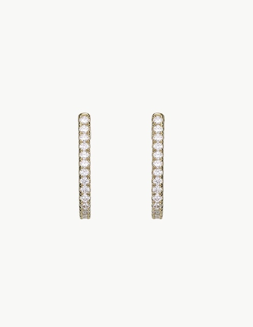 Aretes de aro redondos Classic con acabado baño de oro circonita 1