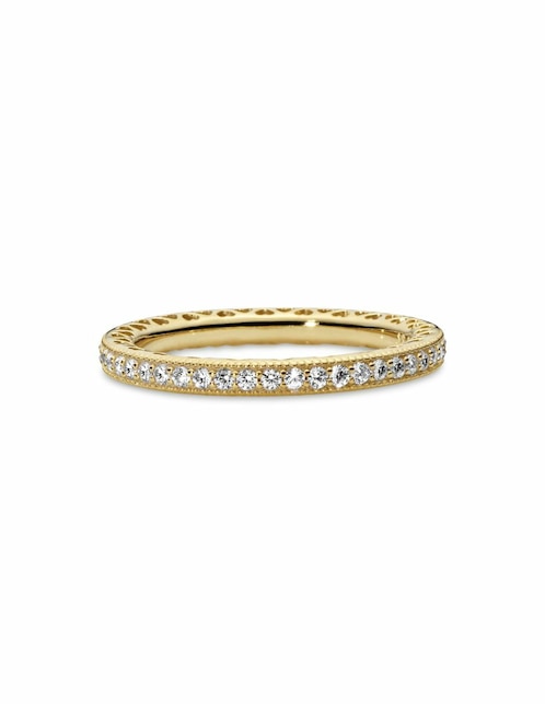 Anillo Pandora Signature de plata P 925 zirconia cúbica con acabado baño de oro