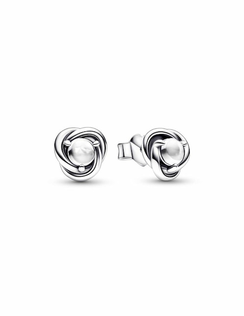 Broqueles redondos Pandora Moments de plata P 925 con acabado brillante zirconia cúbica