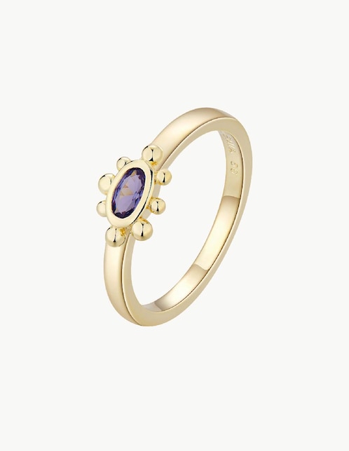 Anillo con gema Apodemia Nefertiti circonita con acabado baño de oro