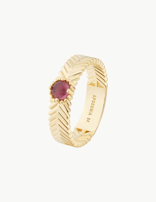 Anillo con gema Sea creatures turmalina con acabado baño de oro 1