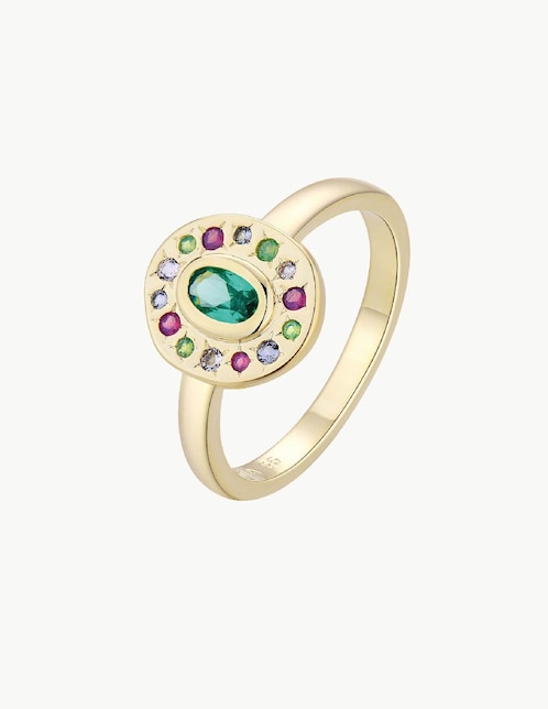 Anillo con gema ovalado Apodemia Nefertiti circonita con acabado baño de oro