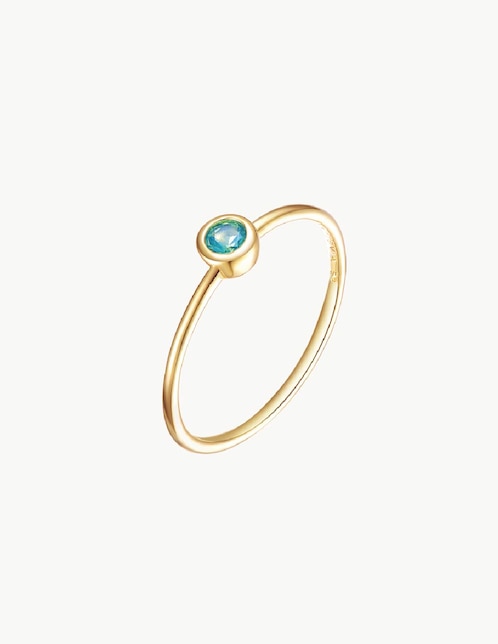 Anillo con gema Apodemia Lago verde circonita con acabado baño de oro