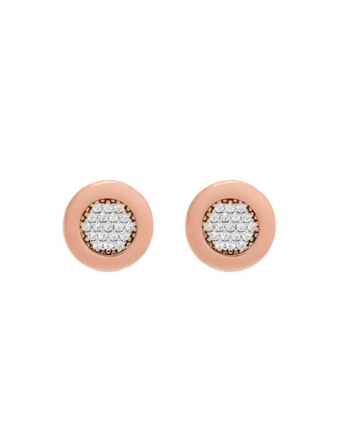 Broqueles redondos Destellos de plata P 925 con acabado baño de oro rosa zirconia