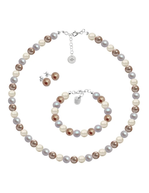 Aretes, collar y pulsera Zvezda Pearls de plata P925 cristal