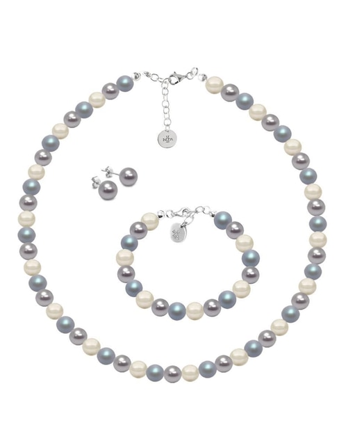 Aretes, collar y pulsera Zvezda Pearls de plata P925 cristal