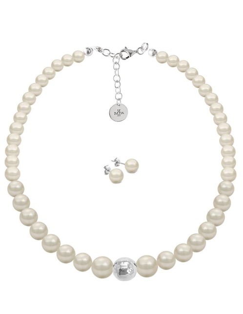 Aretes y collar Zvezda Pearls de plata P925 cristal