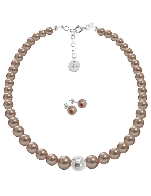 Aretes y collar Zvezda Pearls de plata P925 cristal